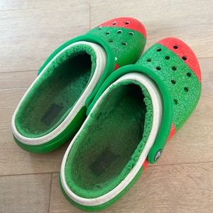 Christmas fuzzy crocs